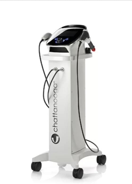 The Chattanooga Intelect RPW 2 shockwave unit on its mobile stand